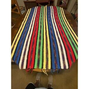 Afghan Throw 63x37 Waffled Stitch Vibrant No Pulls/Holes Boho Pet Free Home